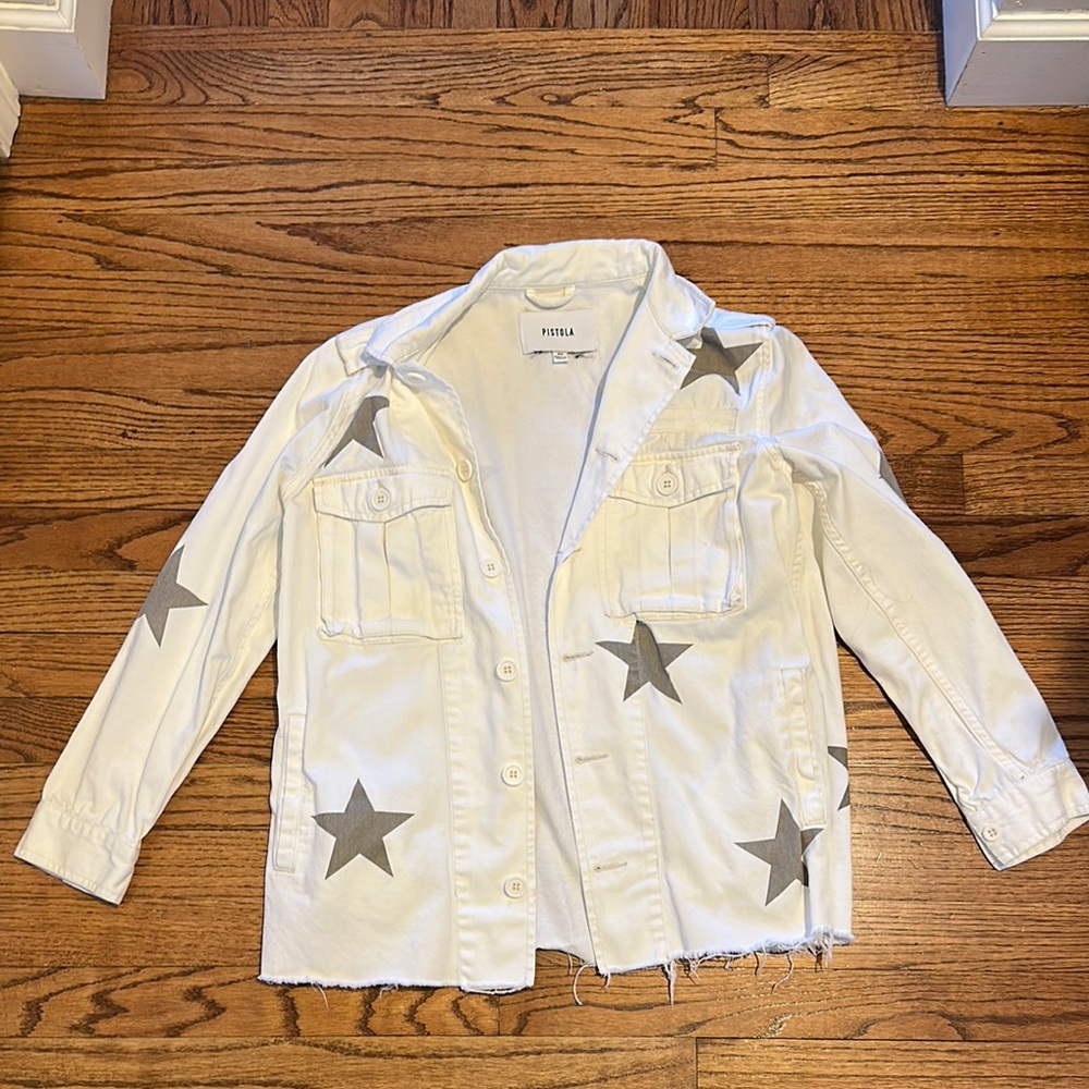 Pistola Gray and White Utility Jacket with Star Pattern